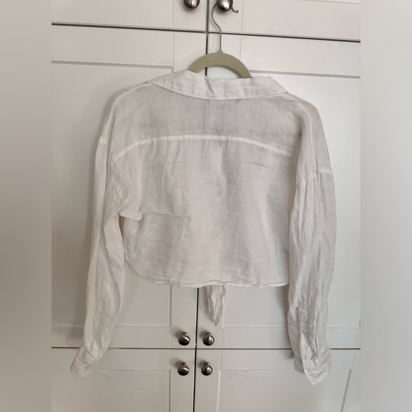 Zara linen tie front shirt - Picture 2 of 3